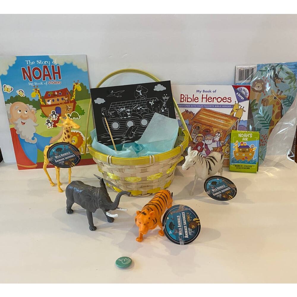 Noah’s Ark Kids Gift Basket | Christian Activity Set | Bible Story Learning Kit